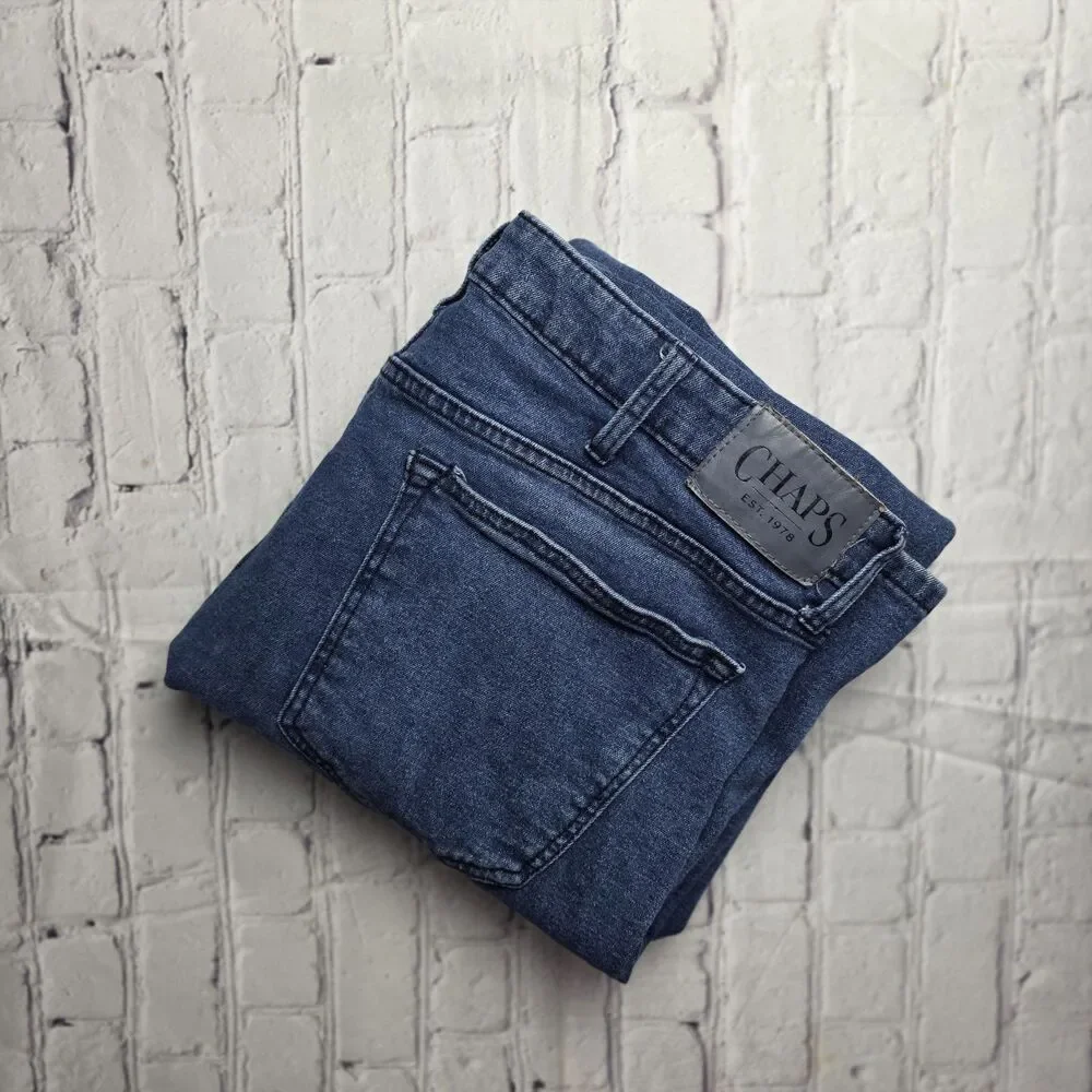 Chaps Jeans Straight Fit Men's 40x30 Blue Denim Classic Comfortable